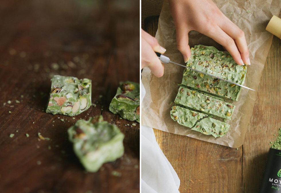 Handmade matcha chocolate bars