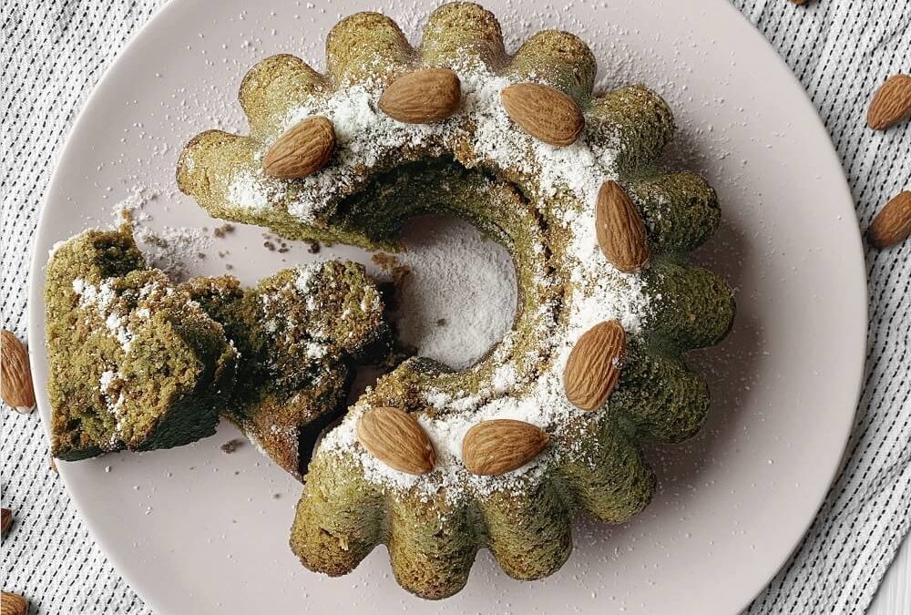 Vegan easter cake with matcha